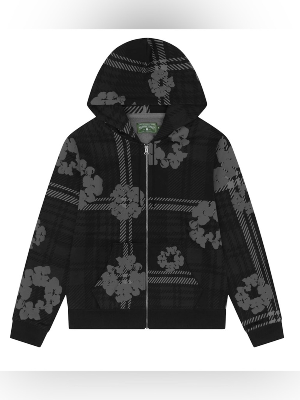 Denim Tears Plaid Cotton Wreath Zip Hoodie Black Size M NWT